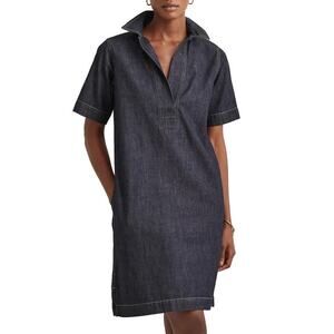 Lauren Ralph Lauren Denim V-Neck Collared Shift Dress Blue XXL | Classic Jean